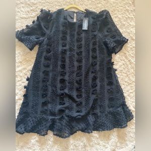 Boohoo Plus Dobby Mesh Ruffle Smock Dress